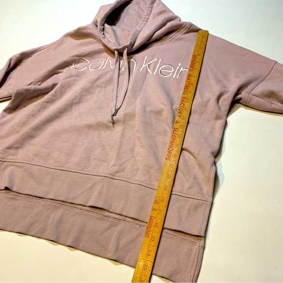 Calvin Klein Women's Large Cowl Neck Sweater Pink Drawstring Logo Spellout - Picture 7 of 8